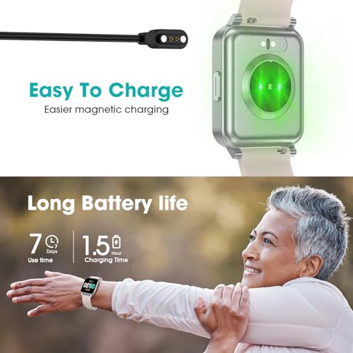 Pedometer Watch for Seniors - White, IP68 Waterproof Fitness Tracker, Heart Rate & Sleep Monitor