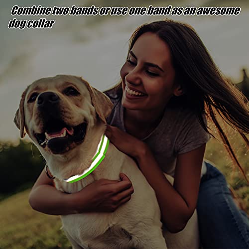 16 Pieces Reflective Bands - High Visibility Safety Straps - Green & Black