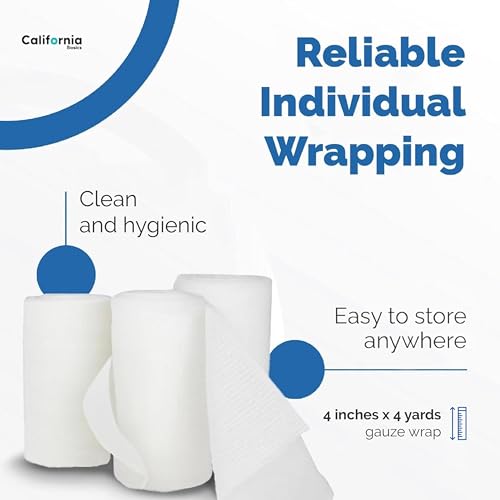 24-Pack Gauze Bandage Rolls with Tape - 4 Inch x 4 Yard - Sterile & Breathable