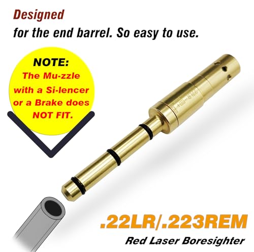 Laser Bore Sight for .22LR/.223REM - Brass Laser Boresighter for Pistols, Rifles & Air Guns