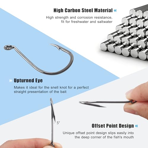 Offset Circle Fishing Hooks - 100pcs High Carbon Steel #4