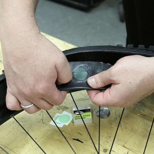 Bike Tube Puncture Repair Kit - 1" Pre-Glued Patches with Metal Scuffer
