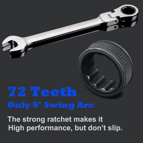 Qnkaa 12-Piece Metric Flexible Ratchet Wrench Set 8-19mm with 180° Flex Heads