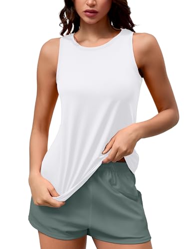 Women's Lightweight Racerback Workout Tank Top - White, Medium