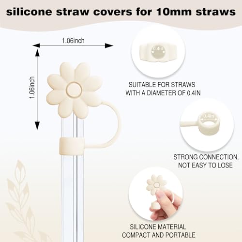 7 Pcs Flower Silicone Accessories Set for Stanley Cups - White