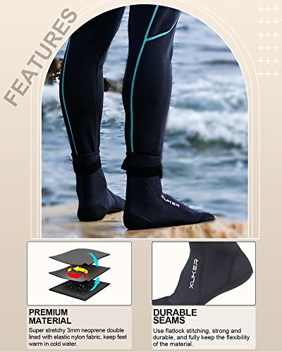 Neoprene Water Socks 3mm - Sand Proof High Cut - Large/Black