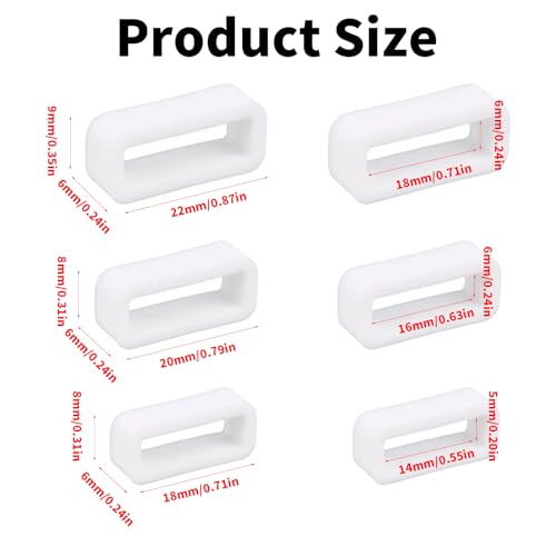 Watch Band Keepers - 6pcs Silicone Set - White