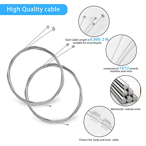 Universal Bicycle Brake and Gear Shifter Cable Set - 4 Piece Stainless Steel