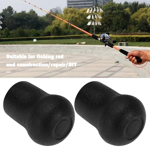 eMagTech 2pcs PVC Fishing Rod Butt Cap Protector End - 19mm, Black, 45.5x35mm, DIY Repair & Building