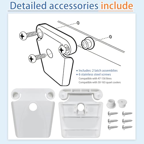 Cooler Latch Replacement for Igloo 50-165 Qt Coolers - White, 2 Pack