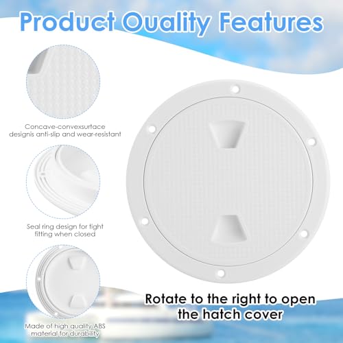 4 Pack 4-Inch Boat Hatch Circular Non-Slip Inspection Hatch Covers with 24 Screws