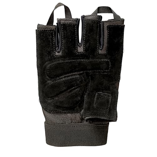Padded Leather Weight Lifting Gloves - Breathable Gym Training Grip - Large Black