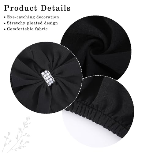 Flower Turban Beanie with Rhinestone Pearl Knot - Headwrap for Women