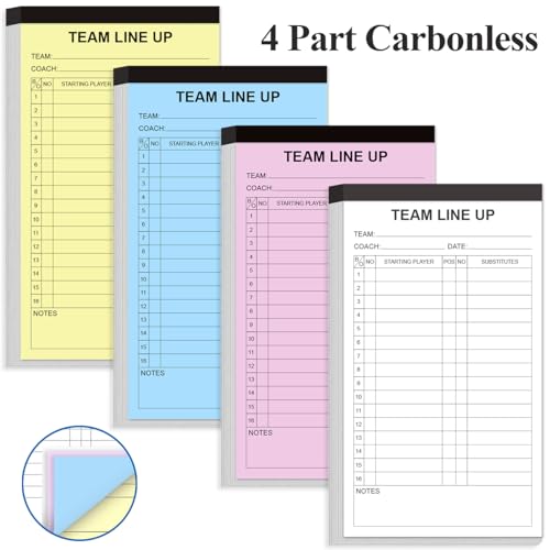 Baseball Lineup Cards - 4 Part Carbonless, 32 Player Roster, 1-Pack