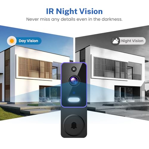 Video Doorbell Camera Wireless with Doorbell Receiver, Battery Powered, AI Human Detection, 2-Way Talk, 2.4G WiFi Only, Cloud Storage, Night Vision (Purple)