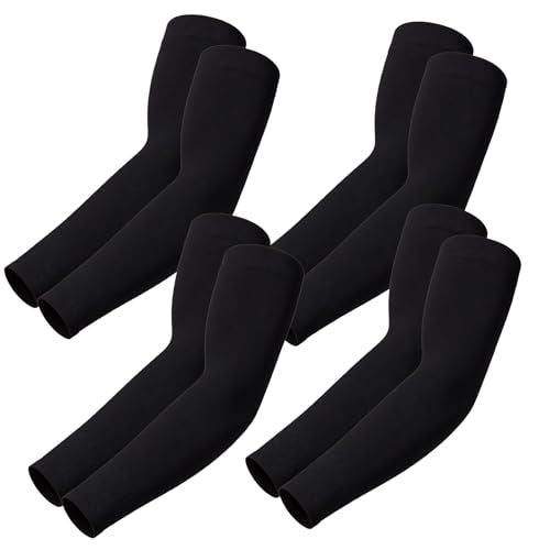 Large Cooling Compression Arm Sleeves for Men & Women - All Black