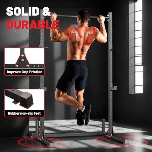 Adjustable Squat Rack with Pull-Up Bar - 800LB Capacity