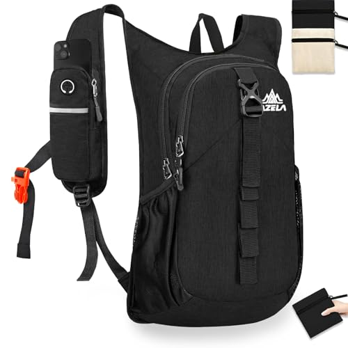 VOBUYING 15L Foldable Ultralight Hiking Backpack - Black, Compact & Waterproof