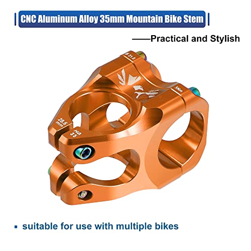 X AUTOHAUX Aluminum Mountain Bike Stem 35mm Orange for Road & MTB Cycling