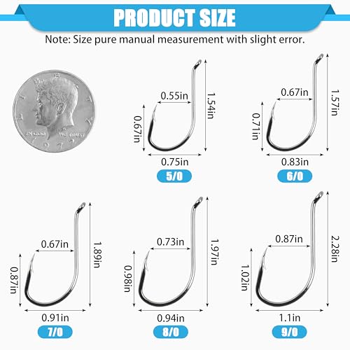 Offset Circle Fishing Hooks - 100pcs High Carbon Steel #4