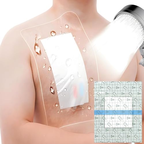 GoToHere 12x15.7 in Waterproof Wound Shower Cover - Non-Stick Bandage Protector (Pack of 7, with Pad)
