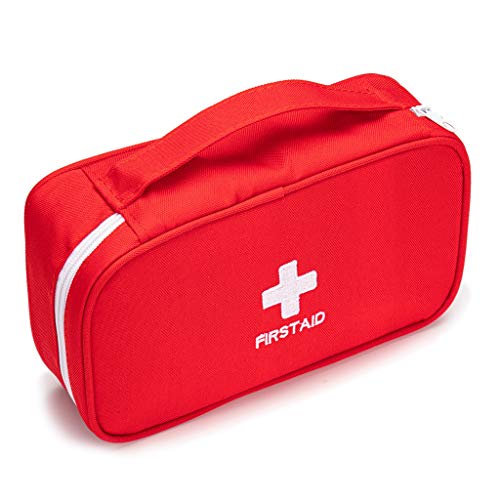 Small Empty First Aid Bag - Red Handle Travel Pouch