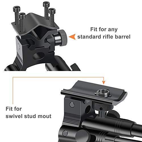 Tactical Bipod with Rail Mount Adapter & Barrel Clamp - Adjustable 6.5"-7"