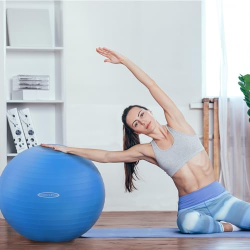 Anti-Burst Exercise Ball - Slip Resistant Yoga & Fitness Ball with Pump