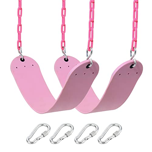 Pink 66 In. Heavy-Duty Swing Seat with Fully Pink Chains - 2 Pack (Light Pink) Coated