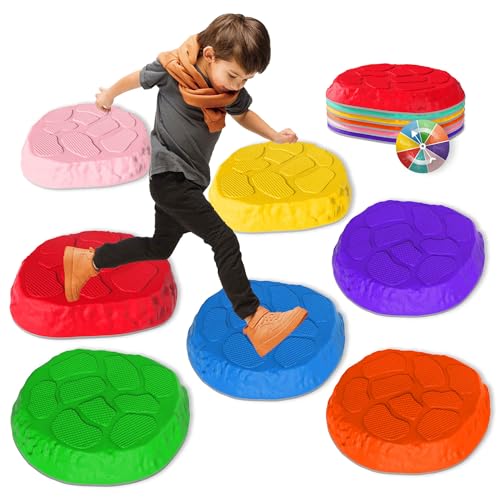 8 Pack Kids Balance Stepping Stones - Non-Slip Indoor Outdoor Toys for Coordination Development