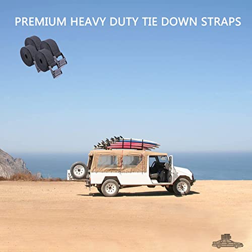 Heavy Duty Tie Down Straps - 2Pcs Cam Buckle Straps 6.5ft Black