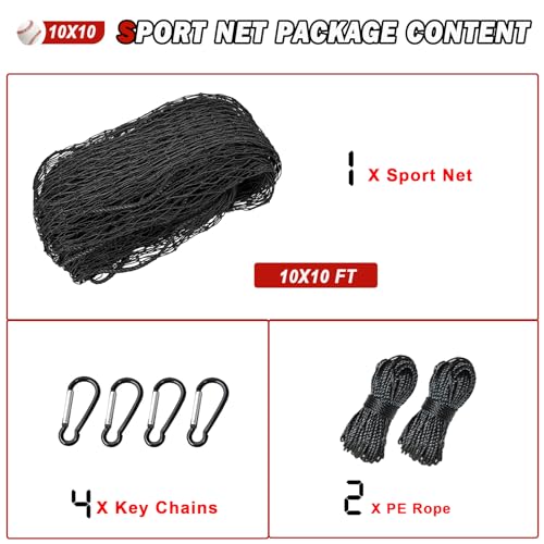 10x10 FT Heavy Duty Baseball Softball Backstop Net - Durable PE