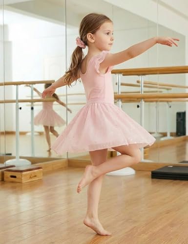 Ballet Leotard for Girls with Skirt and Hairband - Light Pink (4-5T)