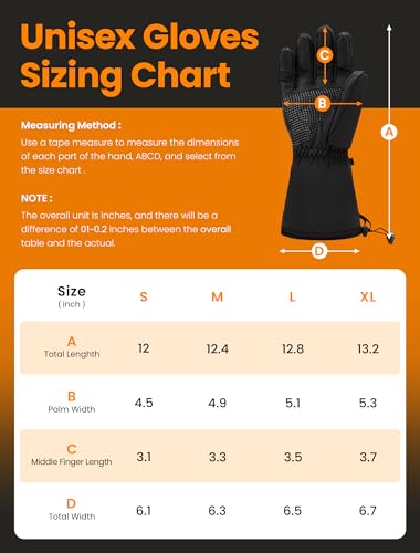 AMZYXH X-Large Rechargeable Heated Waterproof Gloves for Men & Women Winter Outdoor Activities