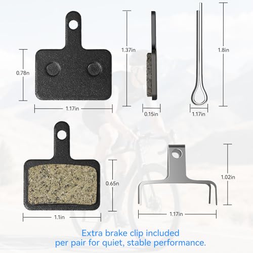 Bike Brake Pads - 4 Pairs Semi-Metallic Disc Pads with Springs