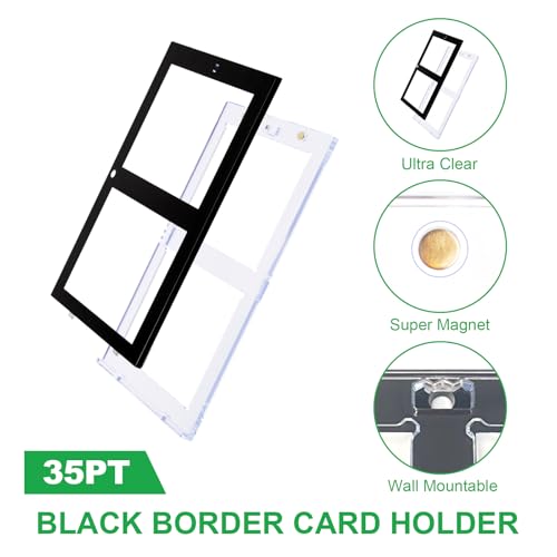 RIXUGIT 5-Pack 2-Card Magnetic Card Holders - Black Border, Secure Storage