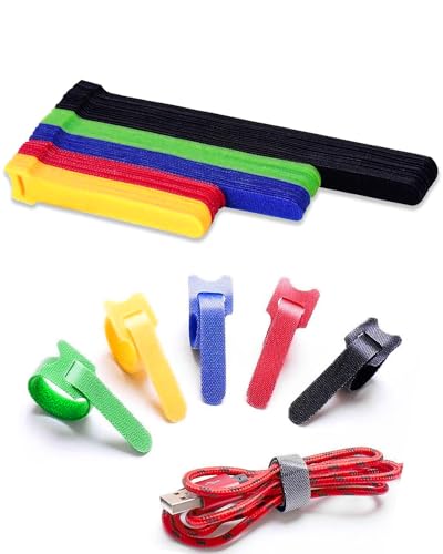 80 PCS Reusable Cable Ties - Adjustable Hook and Loop Cord Wraps - Multicolor