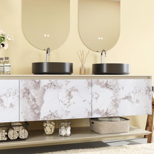 CRE8TIVE Matte Onyx White Marble Contact Paper for Cabinets Drawers 12"x80" Marble Wallpaper Peel and Stick Countertops Waterproof Self Adhesive Granite Countertop Contact Paper for Kitchen Table Desk