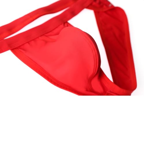 Men's Athletic Jockstrap Thong - Moisture-Wicking Sport Underwear - Red, Large