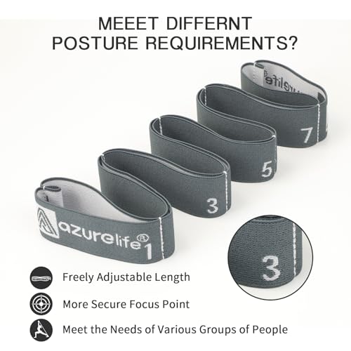 Elastic Yoga Stretching Strap - 33" Multi-Loop Gray Strap for Pilates, Dance & Gymnastics