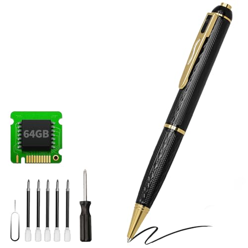 64G Mini Body Camera Pen, 1080P Portable Security Nanny Camera Pen for Indoor Outdoor