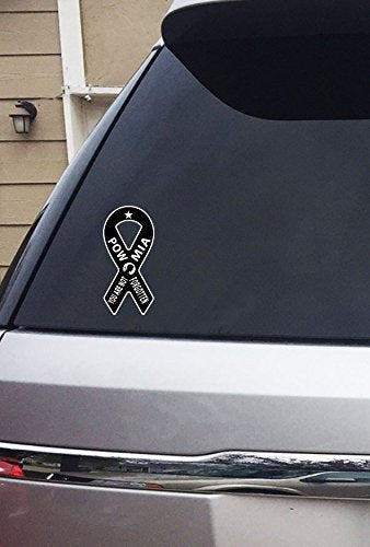 POW MIA Awareness Ribbon Decal - 7 x 3 Inch Vinyl Sticker