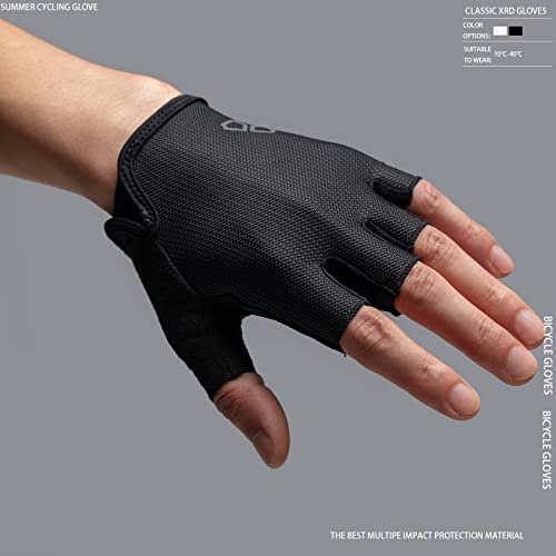 DUEECO Mountain Bike Cycling Gloves Men Women Breathable Shock-Absorbing XRD Pad Black Medium