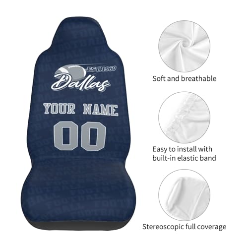Personalized Car Seat Covers - Custom Name & Number - Dallas