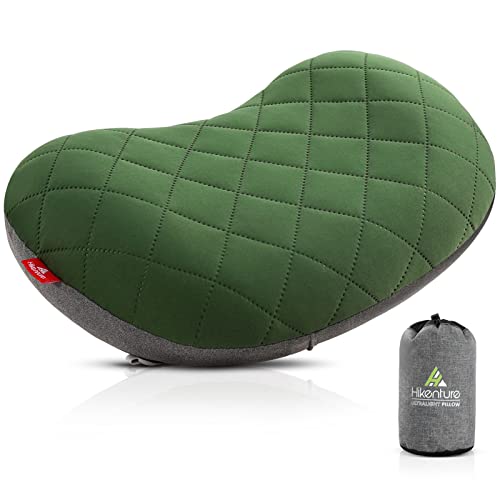 Hikenture Green Inflatable Camping Pillow – Compact Travel Neck Pillow for Backpacking