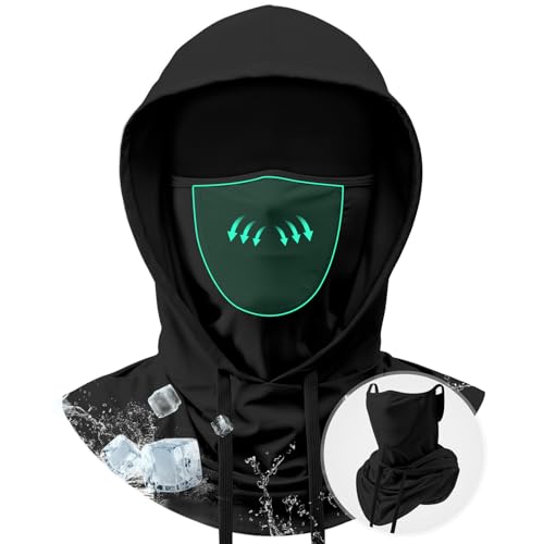 3 in 1 Summer Cooling Balaclava Hood Face Mask - Black