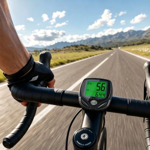 Wireless Waterproof Bike Computer - Multi-Function Speedometer with LCD Backlight