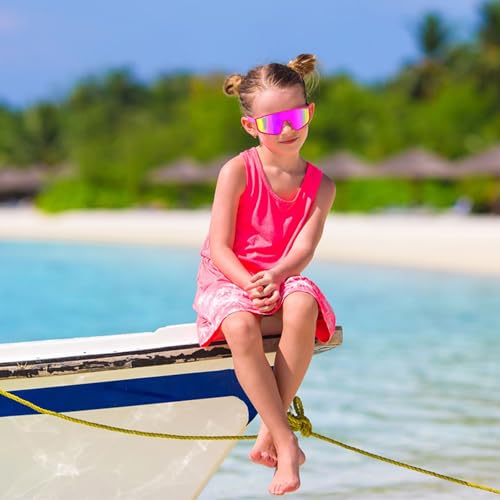 Polarized Sports Sunglasses with UV400 Protection - Colorful Pink