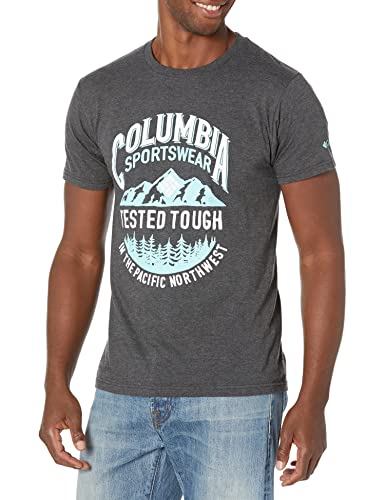 Columbia Men's Graphic T-Shirt Large Charcoal Heather Cotton Crew Neck