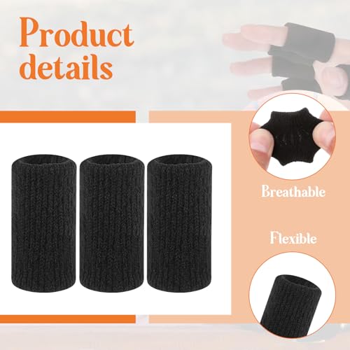 10-Pack Elastic Compression Finger Sleeves - Black Sport Support Braces